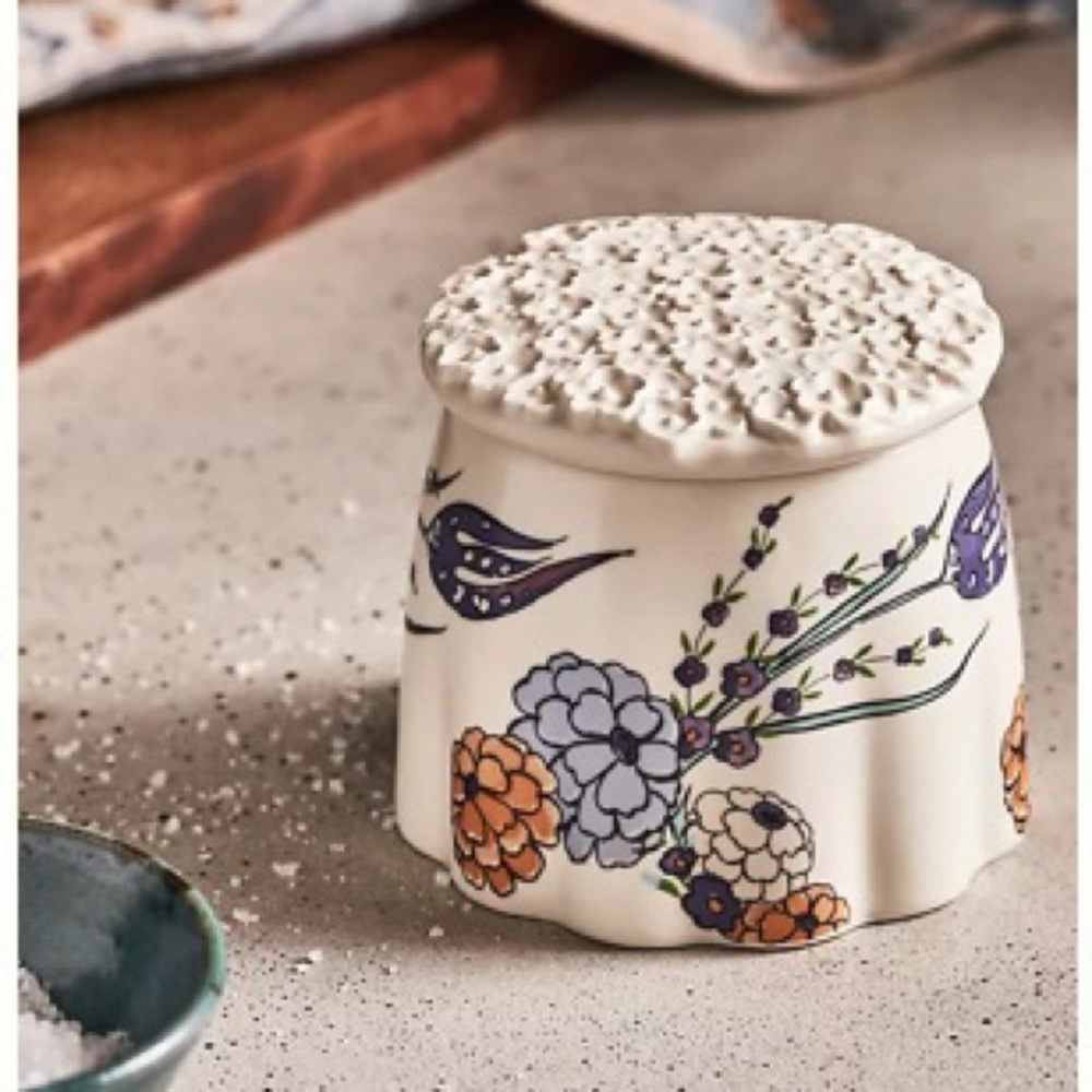 Anthropologie Butter Keeper Turkuaz Kitchen Handpainted Glazed Stoneware NIB NWT